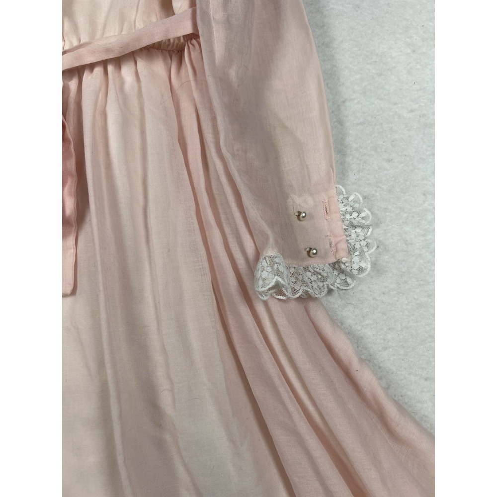 VTG 70's/ 80's Jeunes Filles GUNNE SAX Pink Lace Trim Dress Girls Size 5 - Picture 8 of 16